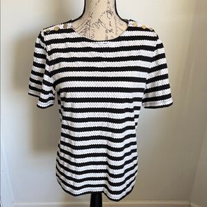 Ann Taylor L Black and White Striped Women's Top